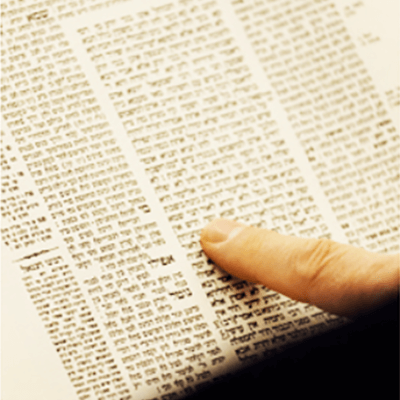 A closeup of the Torah.