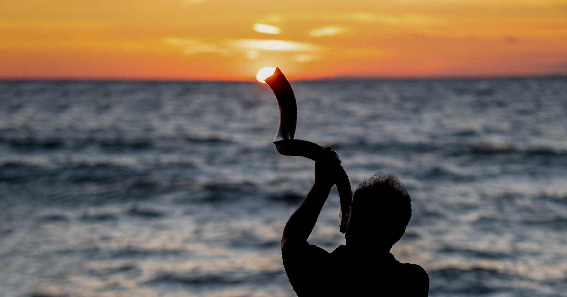 shofar at sunset